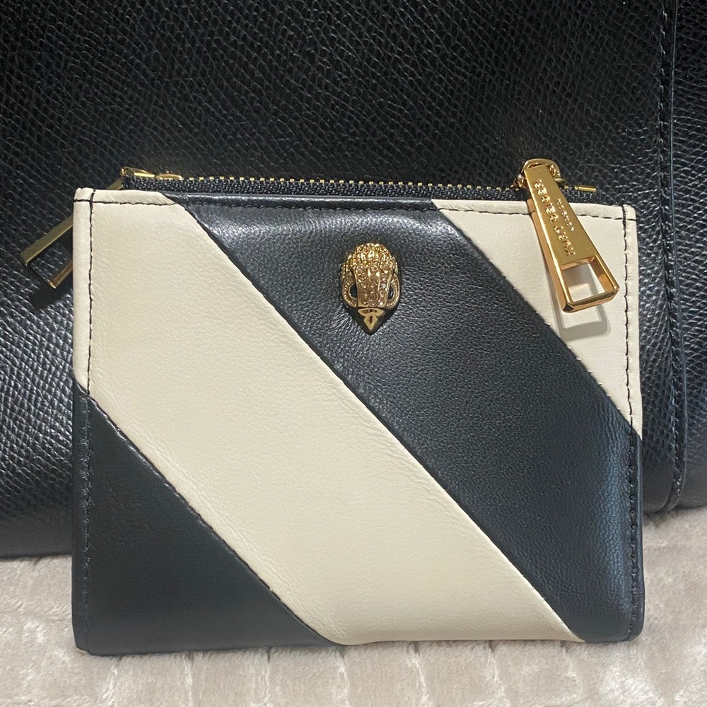 Kurt Geiger Black and Cream Striped Wallet